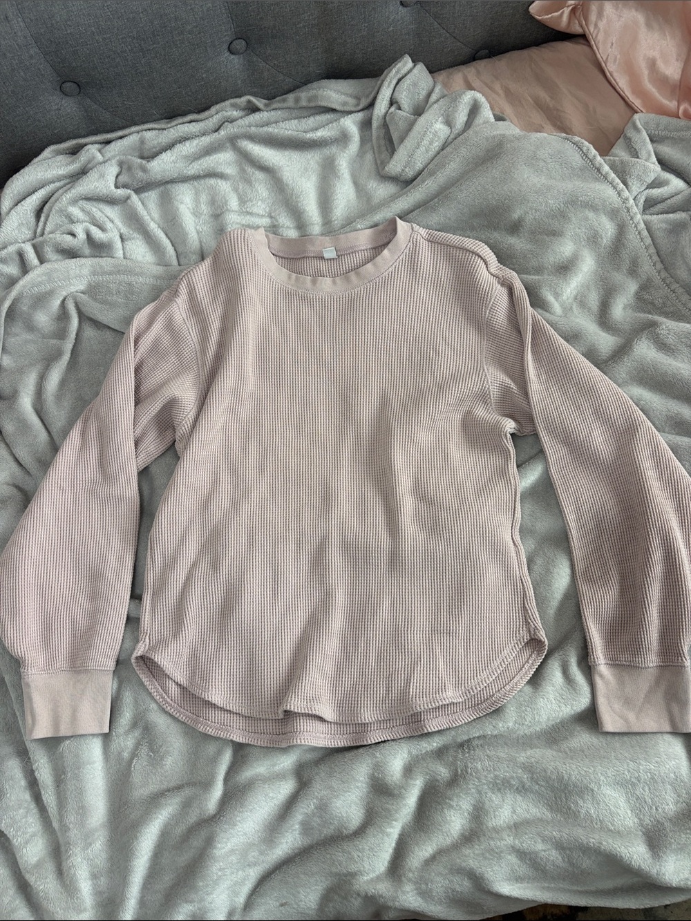 Uniqlo Women's Waffle Crew Neck Sweater - Dusty Pink